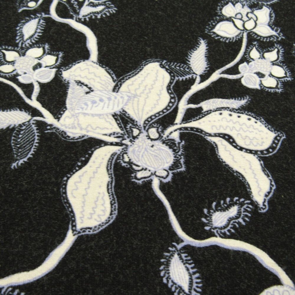 Ellos Tunic Women 3X 30/32 Black Floral Stretch Inverted Pleat V Neck 3/4 Sleeve